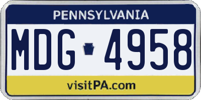 PA license plate MDG4958
