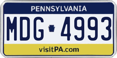 PA license plate MDG4993