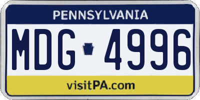 PA license plate MDG4996