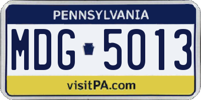 PA license plate MDG5013