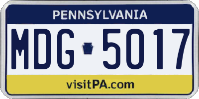 PA license plate MDG5017