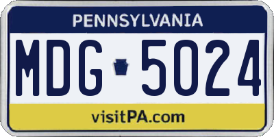 PA license plate MDG5024