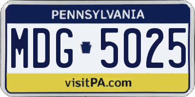 PA license plate MDG5025