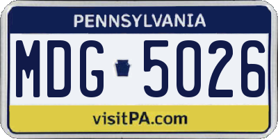 PA license plate MDG5026