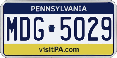 PA license plate MDG5029