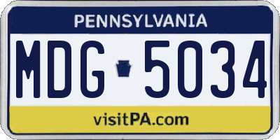 PA license plate MDG5034