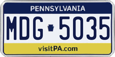PA license plate MDG5035