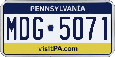 PA license plate MDG5071