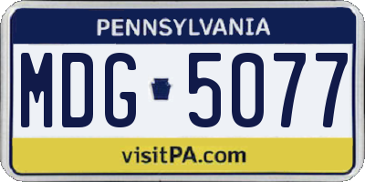 PA license plate MDG5077