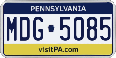 PA license plate MDG5085