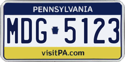 PA license plate MDG5123