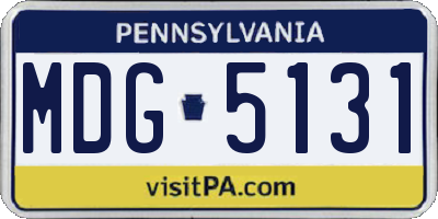 PA license plate MDG5131