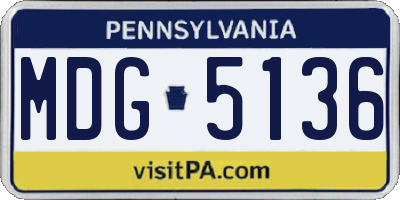 PA license plate MDG5136
