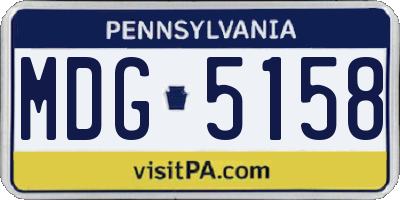 PA license plate MDG5158