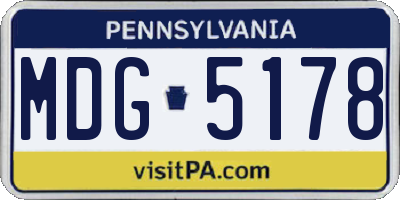 PA license plate MDG5178
