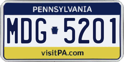 PA license plate MDG5201