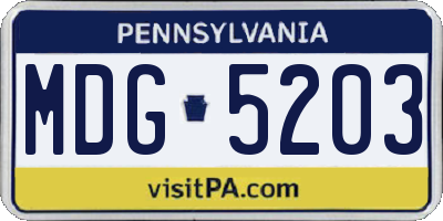 PA license plate MDG5203