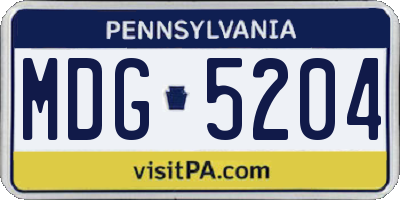 PA license plate MDG5204