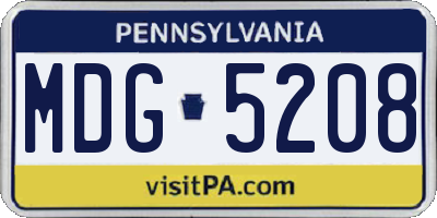 PA license plate MDG5208