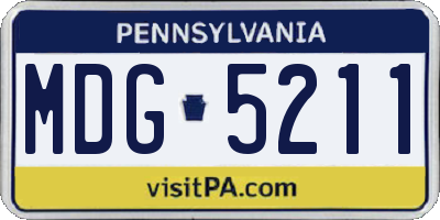 PA license plate MDG5211