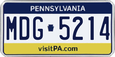 PA license plate MDG5214