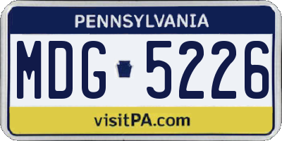 PA license plate MDG5226