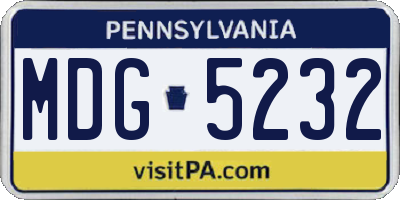 PA license plate MDG5232