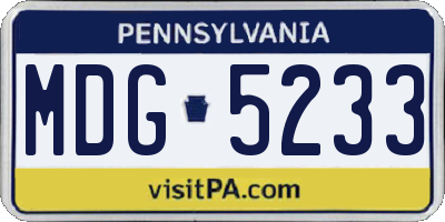 PA license plate MDG5233