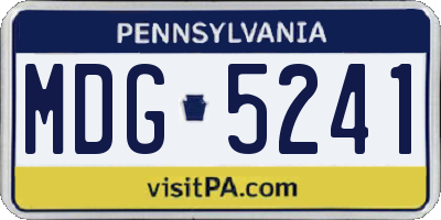 PA license plate MDG5241