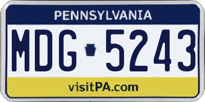 PA license plate MDG5243