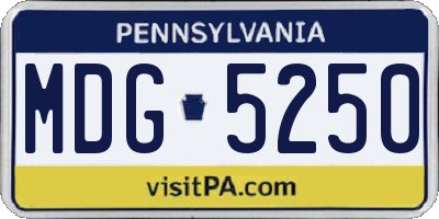 PA license plate MDG5250