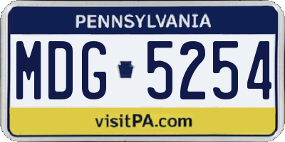 PA license plate MDG5254
