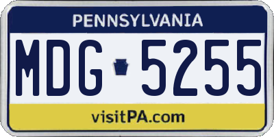 PA license plate MDG5255