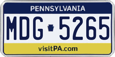 PA license plate MDG5265