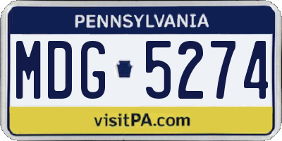 PA license plate MDG5274