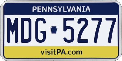 PA license plate MDG5277