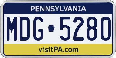PA license plate MDG5280