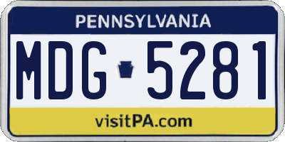 PA license plate MDG5281