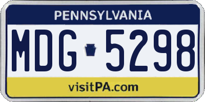 PA license plate MDG5298