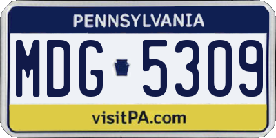 PA license plate MDG5309