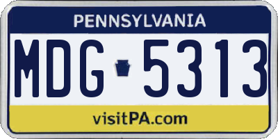 PA license plate MDG5313