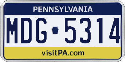 PA license plate MDG5314