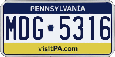 PA license plate MDG5316