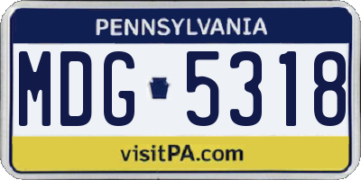 PA license plate MDG5318