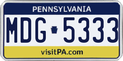 PA license plate MDG5333