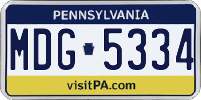 PA license plate MDG5334