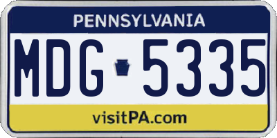 PA license plate MDG5335