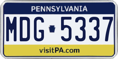 PA license plate MDG5337