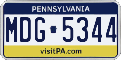 PA license plate MDG5344