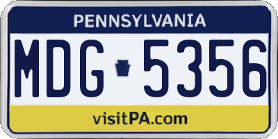 PA license plate MDG5356